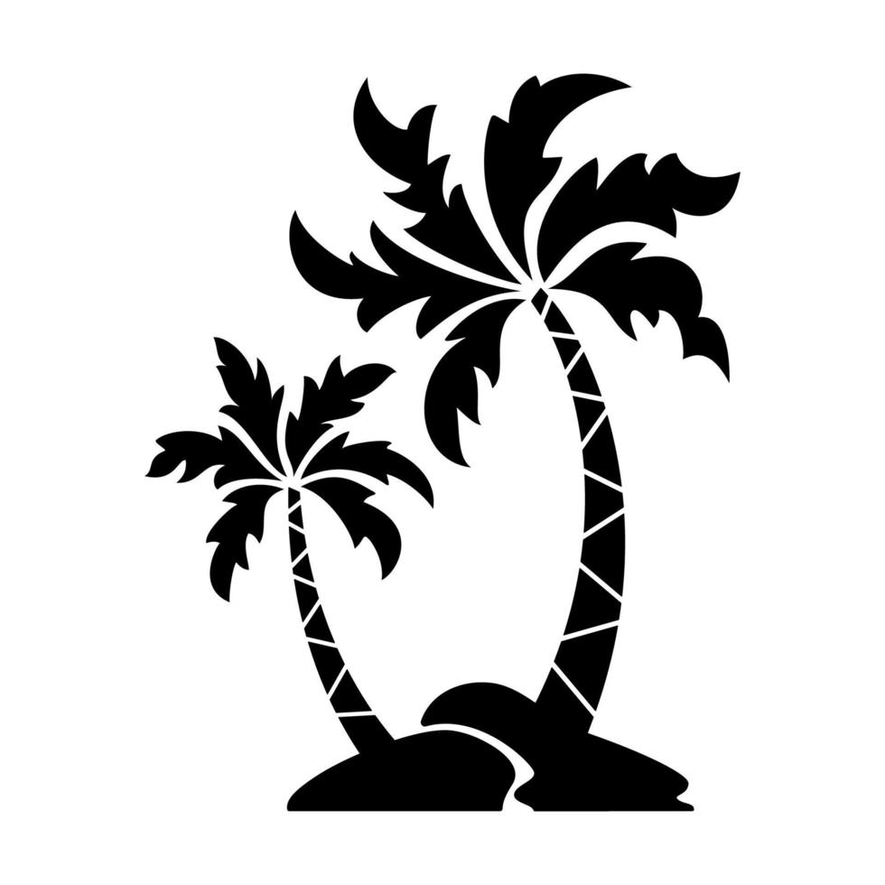 Palm Trees Silhouette on the Island. vector