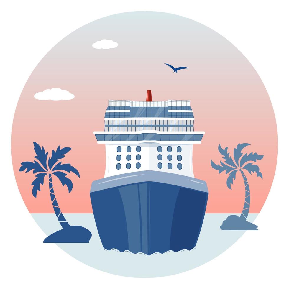 crucero en el mar, vista frontal, ilustración de estilo plano vector