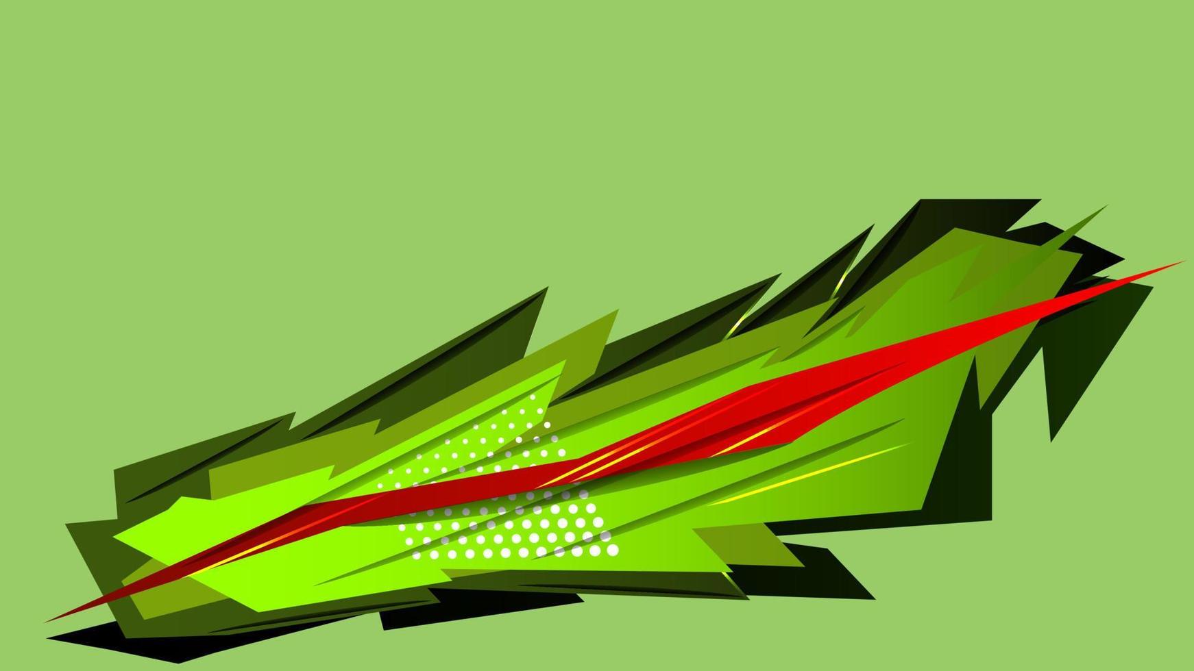pegatina de rayas geométricas abstractas automotrices verdes. apto para empotrar en el lateral del vehículo vector