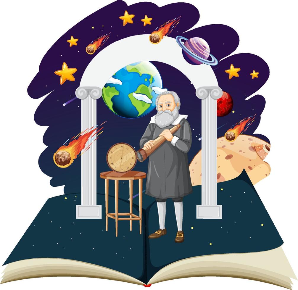 Portrait of Galileo Galilei in cartoon style vector