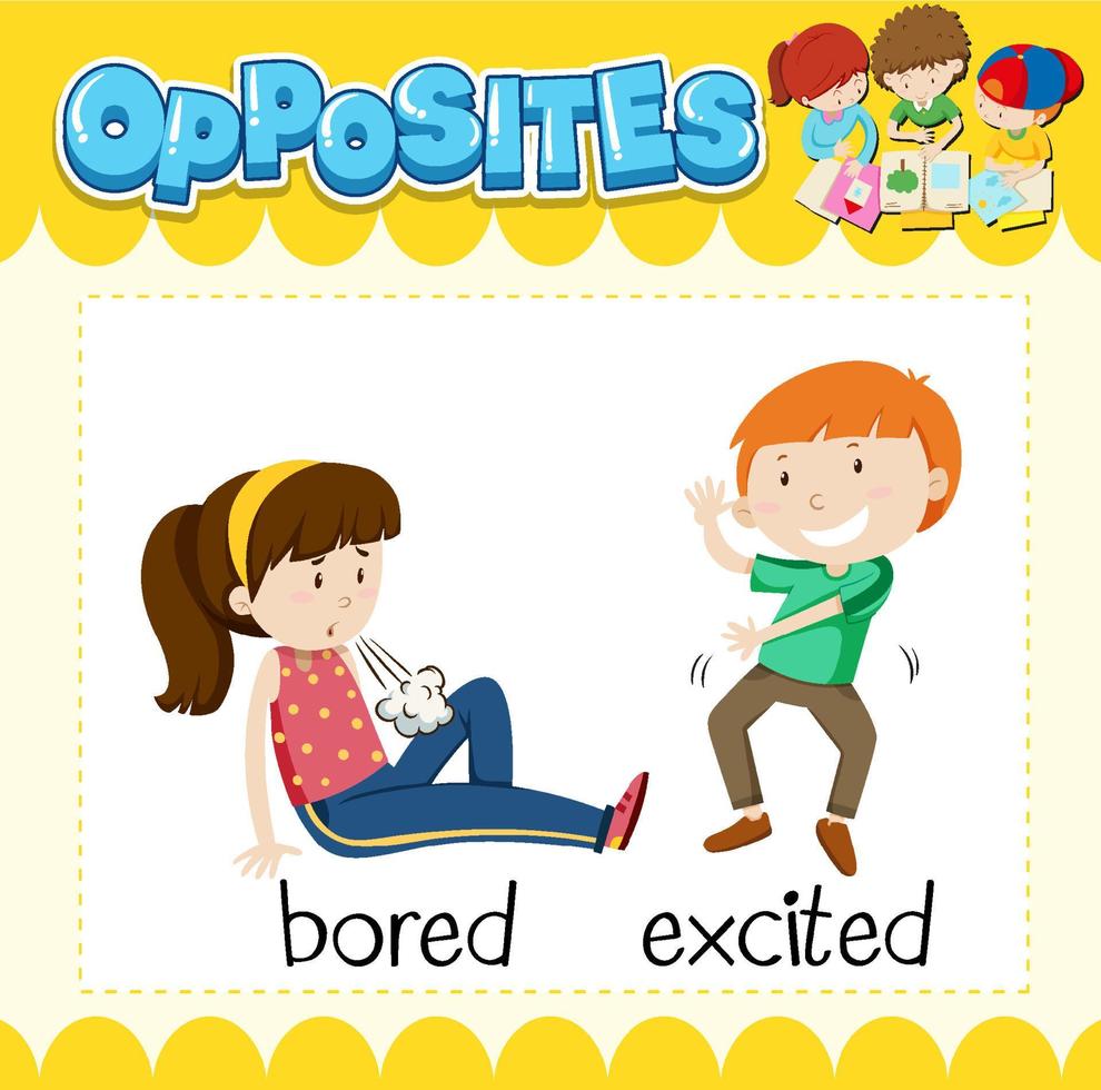 Opposite words for bored and excited 6890676 Vector Art at Vecteezy