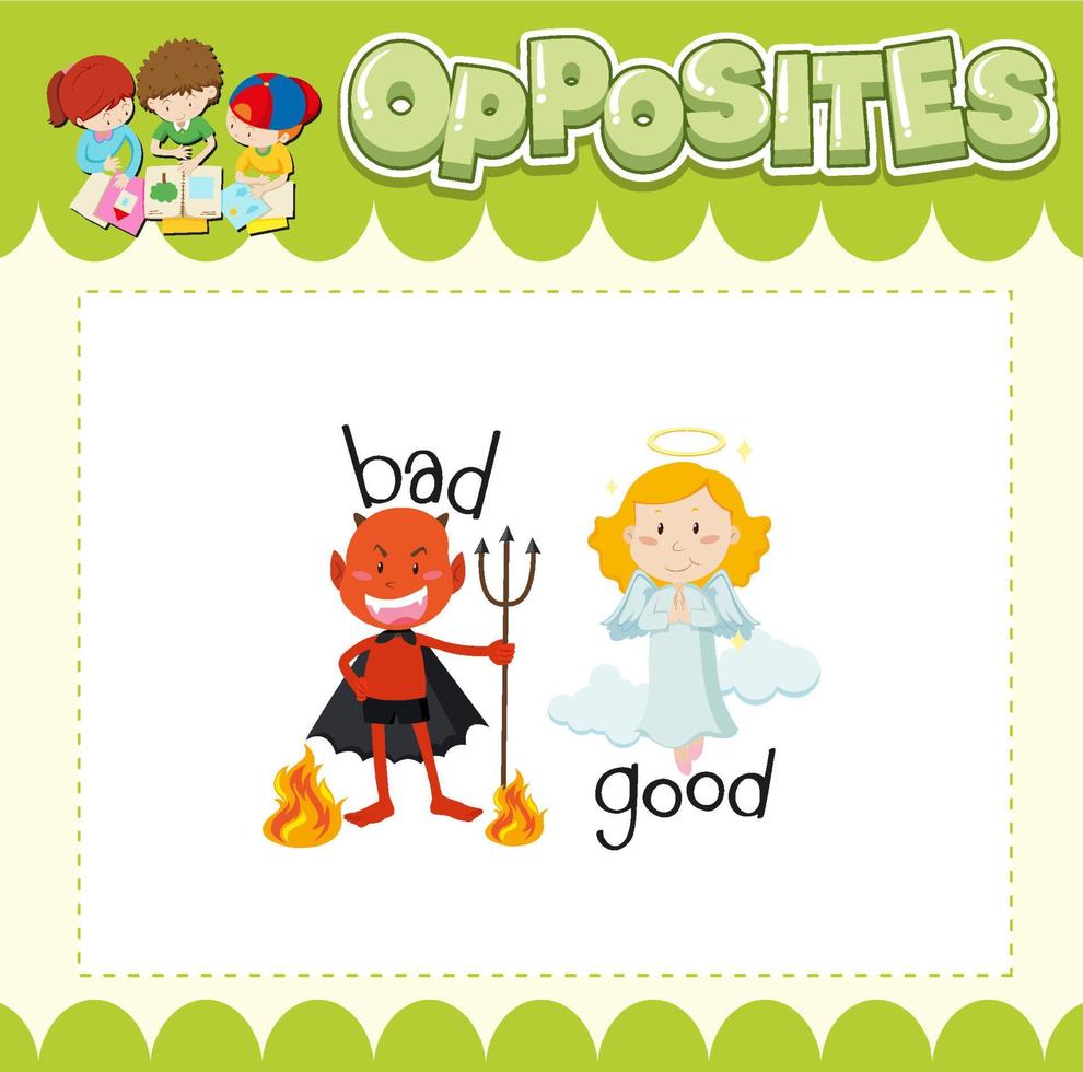 Education word card of English opposites word vector