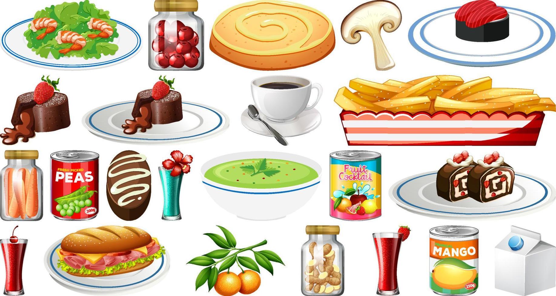 Set of different foods vector