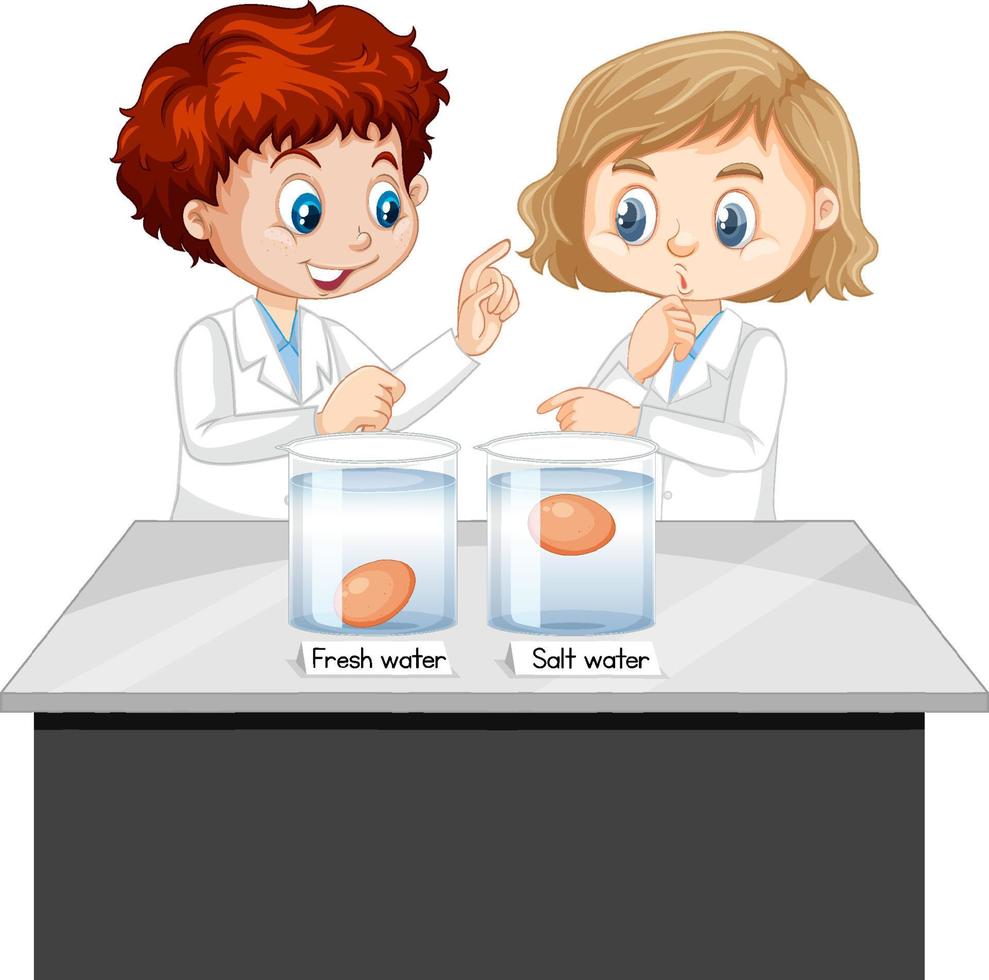 Science Experiment with test eggs for freshness vector