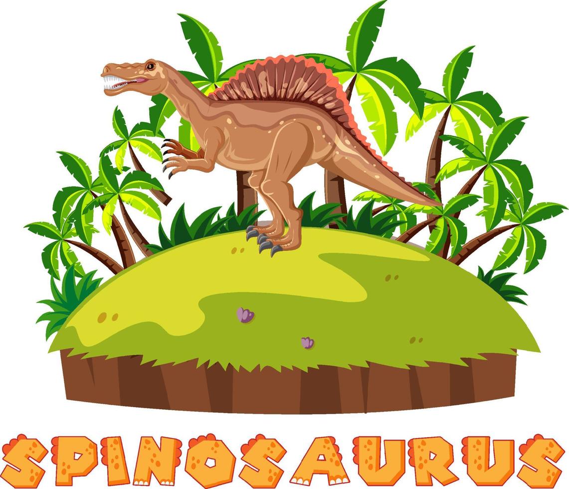 Prehistoric island with spinosaurus vector