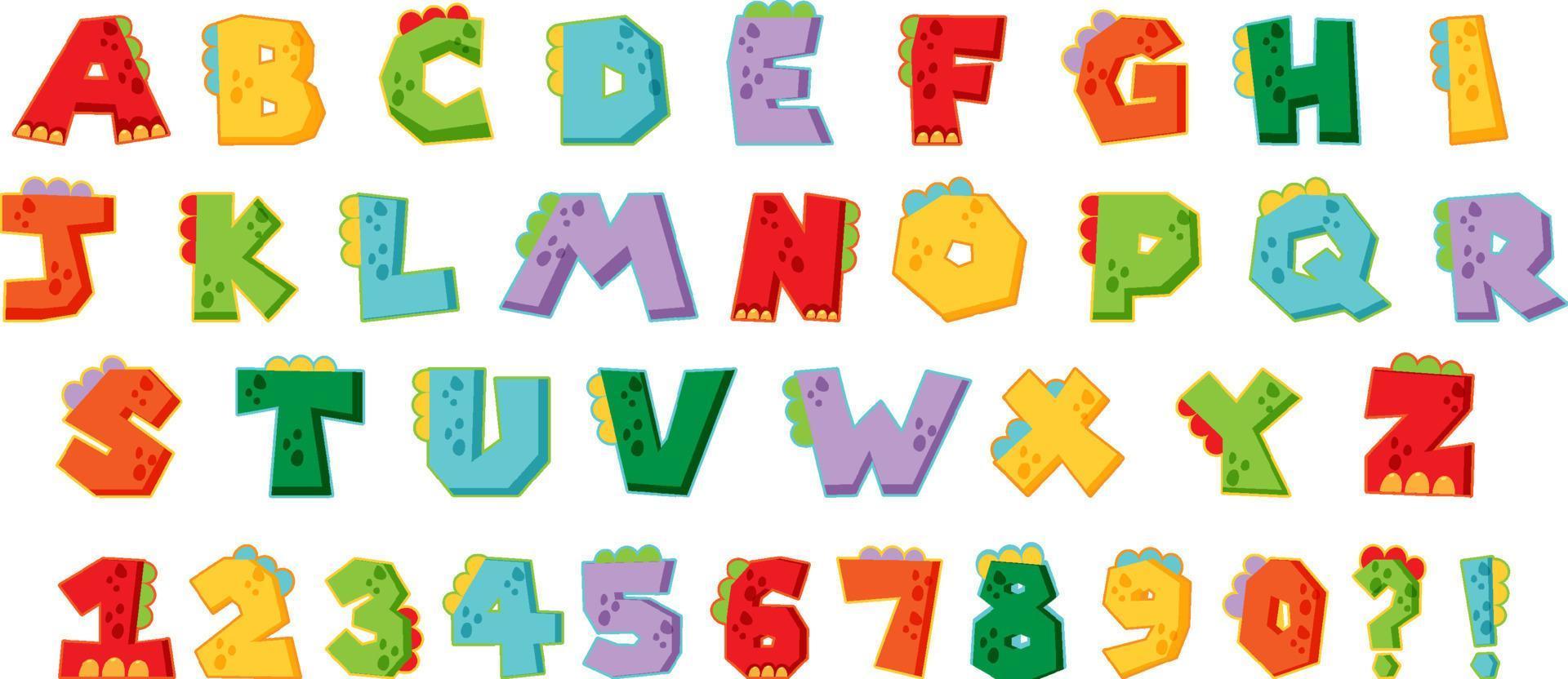 Font design for english alphabets and numbers vector