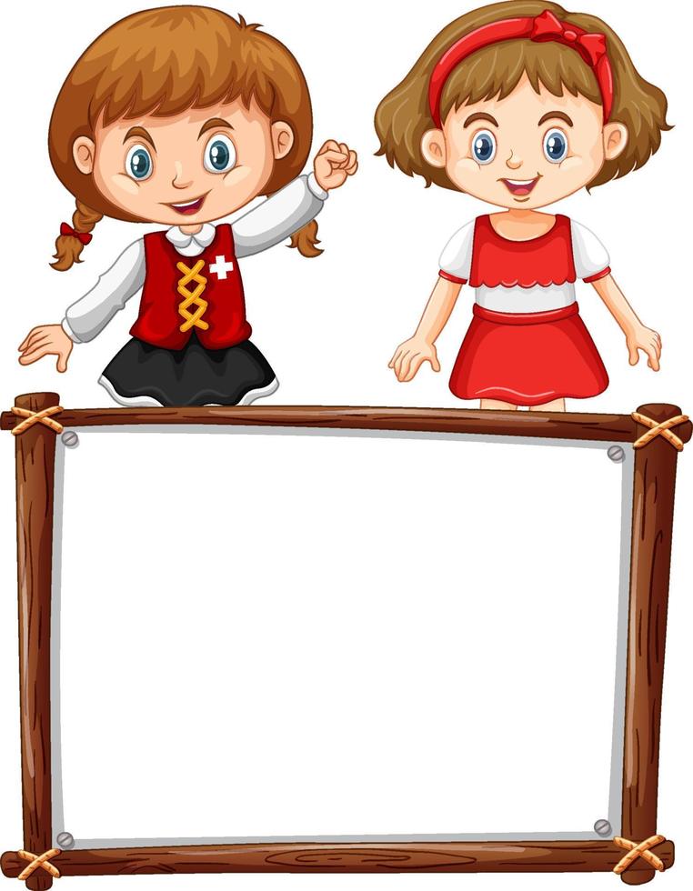 Board template with happy kids vector