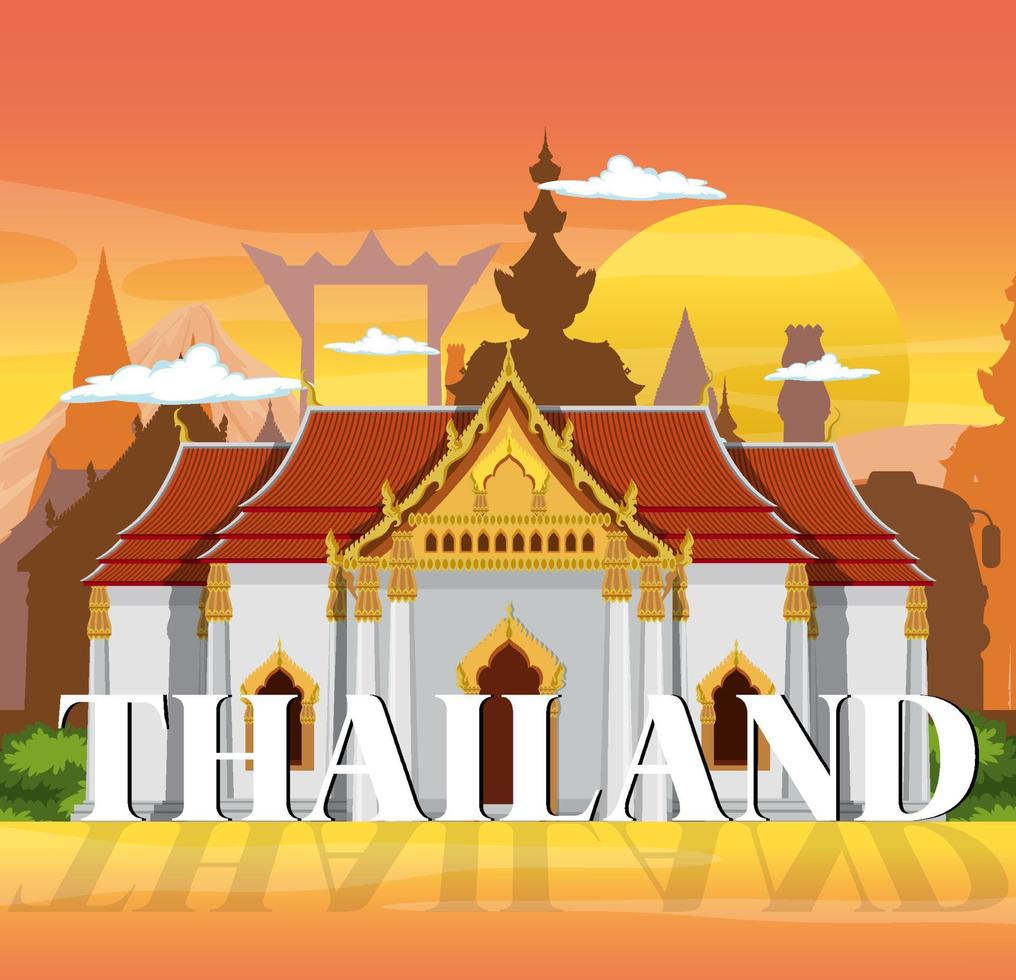 Thailand iconic tourism attraction background vector