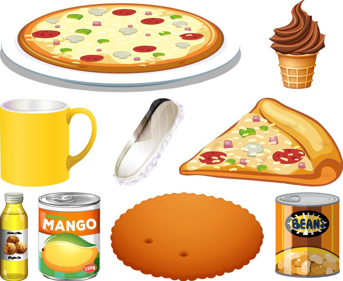 Different foods cartoon collection vector