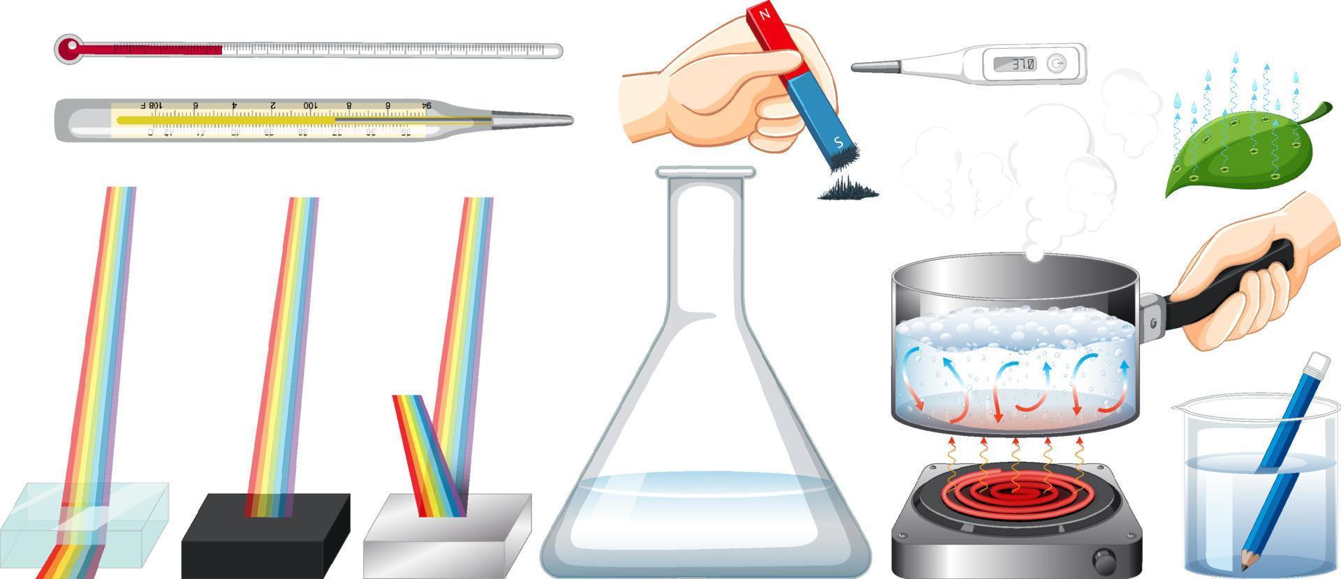 conjunto de equipos necesarios para el experimento científico vector