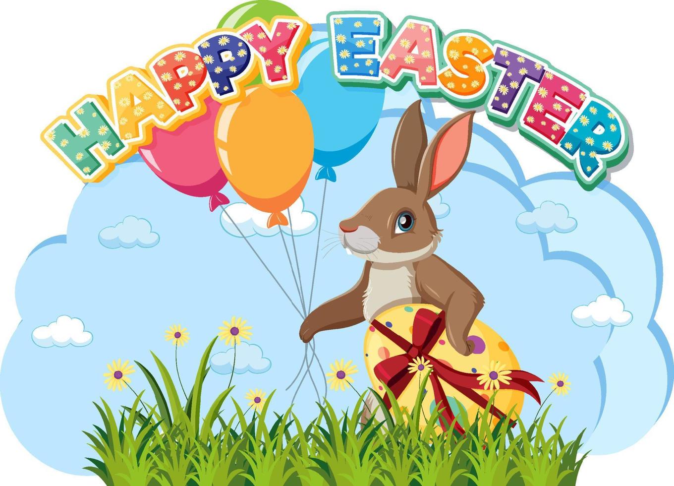 Happy Easter design with bunny and eggs vector