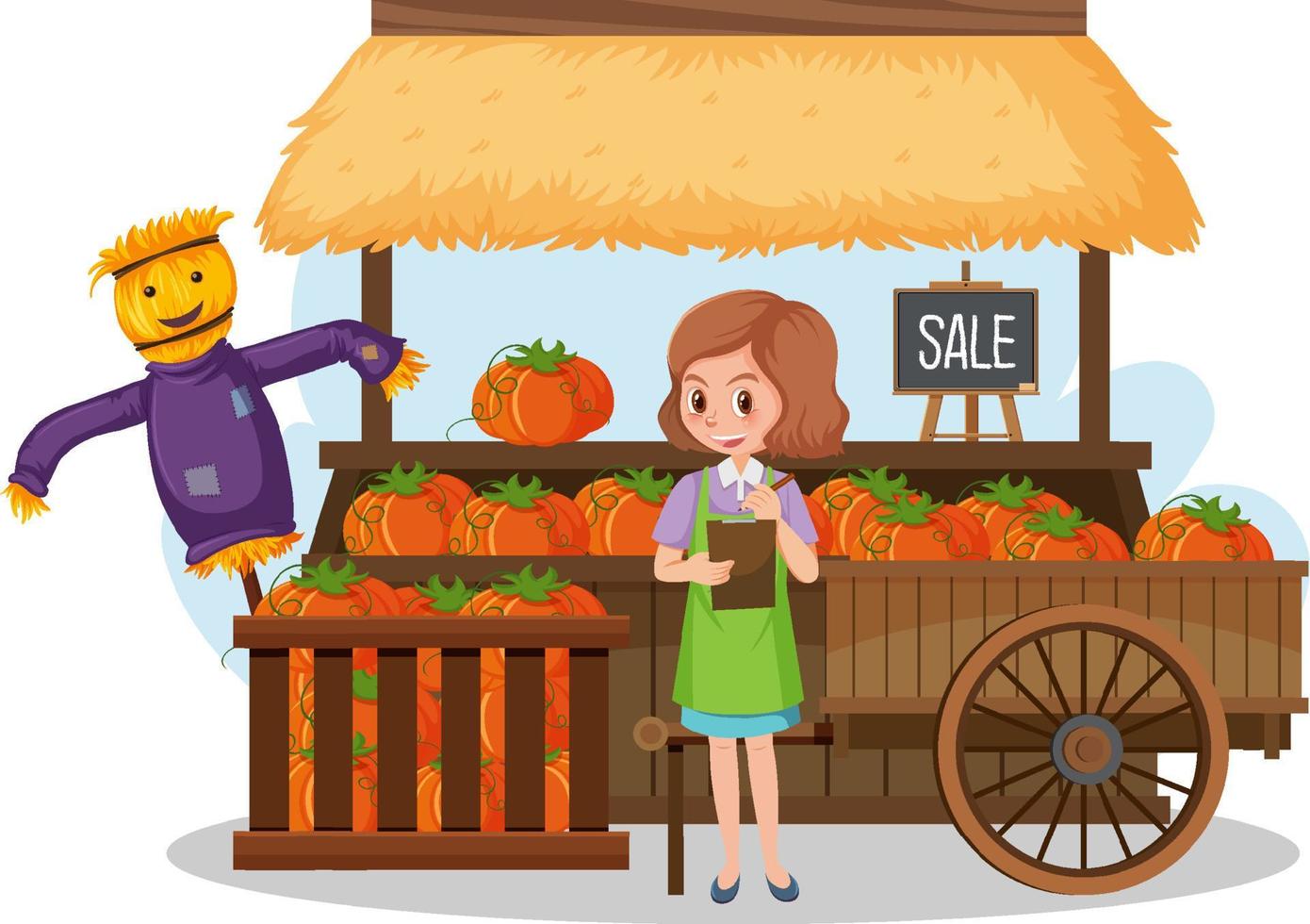 concepto de mercado de pulgas con tienda de frutas vector