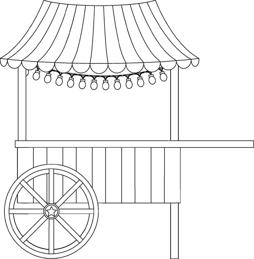 Cart shop black and white doodle character vector
