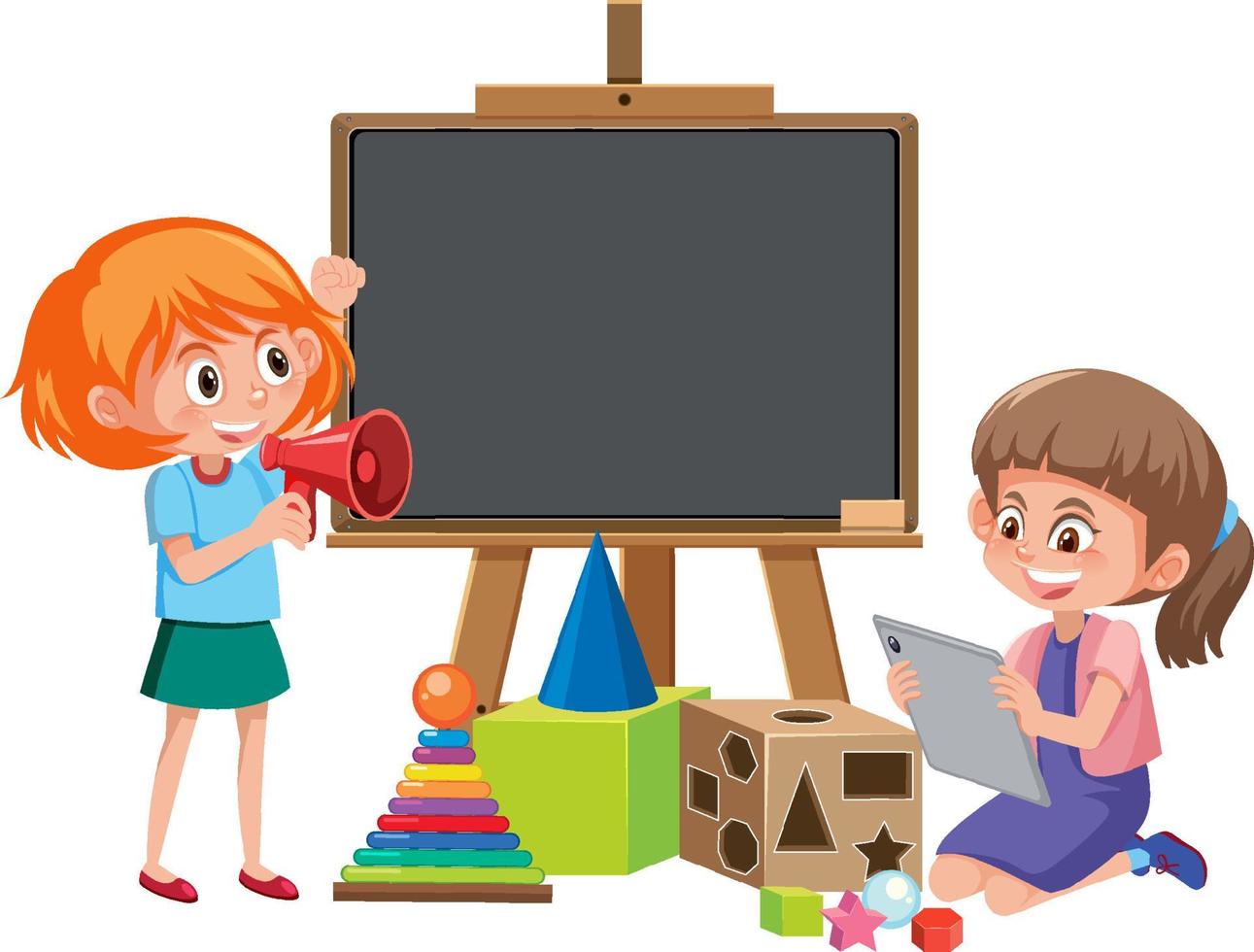 Border template with kids on white background vector