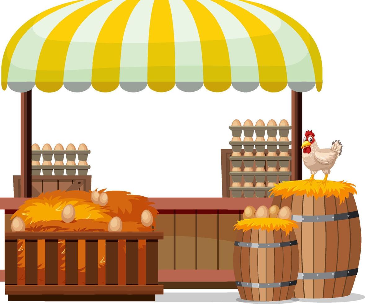 Market stall concept with egg shop stall vector