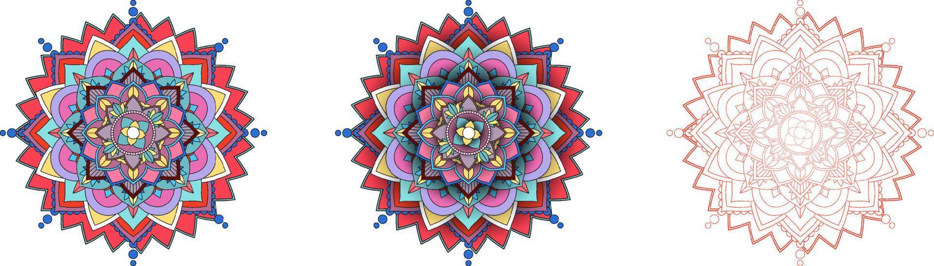 Set of vintage mandala with thin lines vector