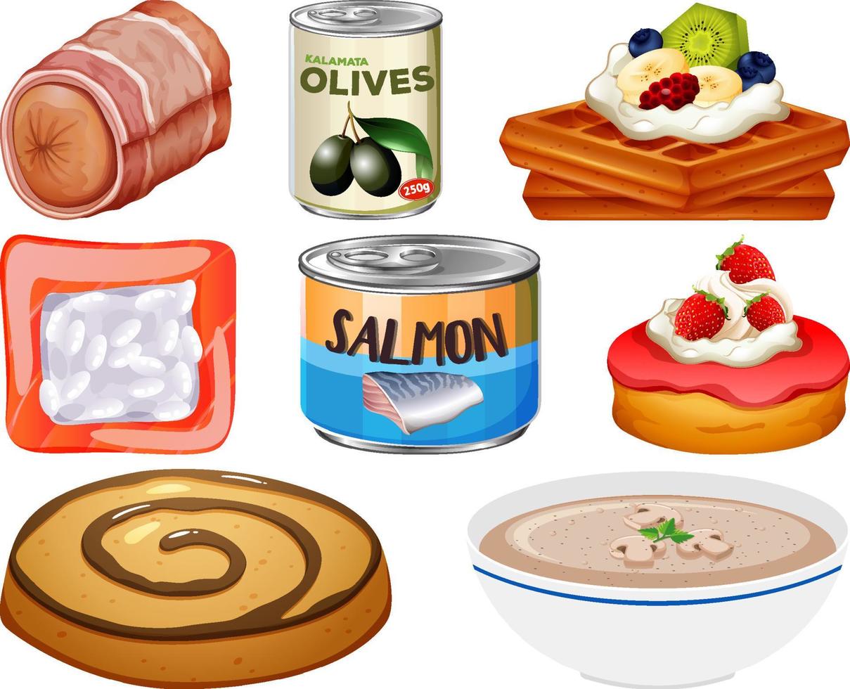 Different foods cartoon collection vector