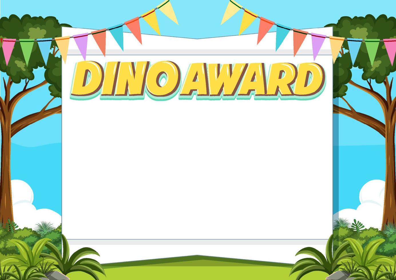 Dino award template with blank paper vector