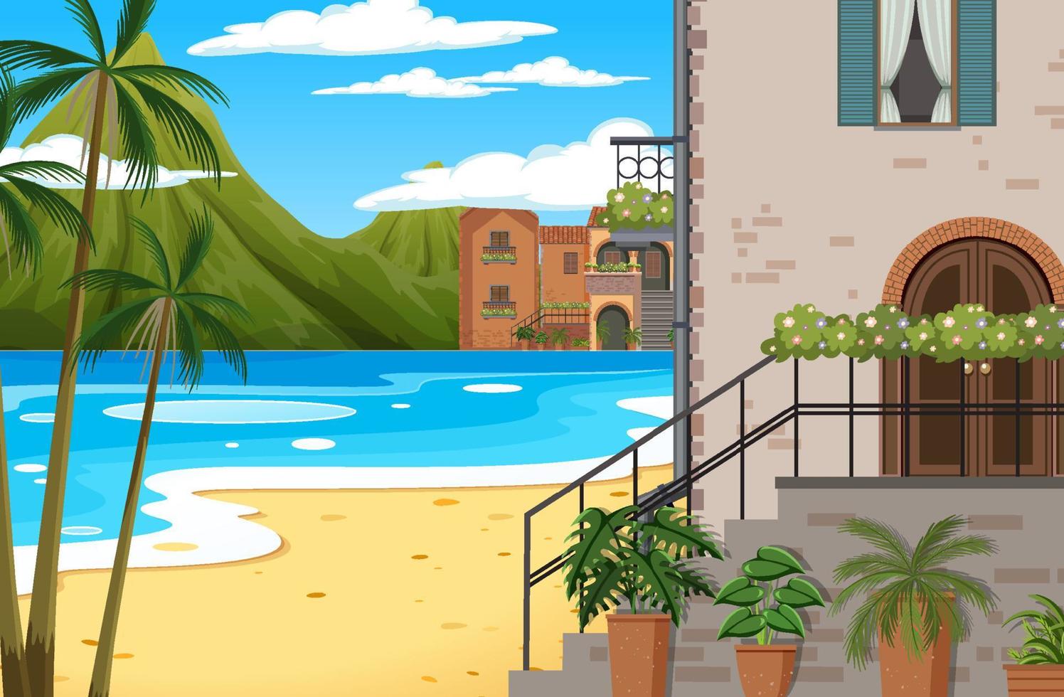 Scene with many buildings in city vector