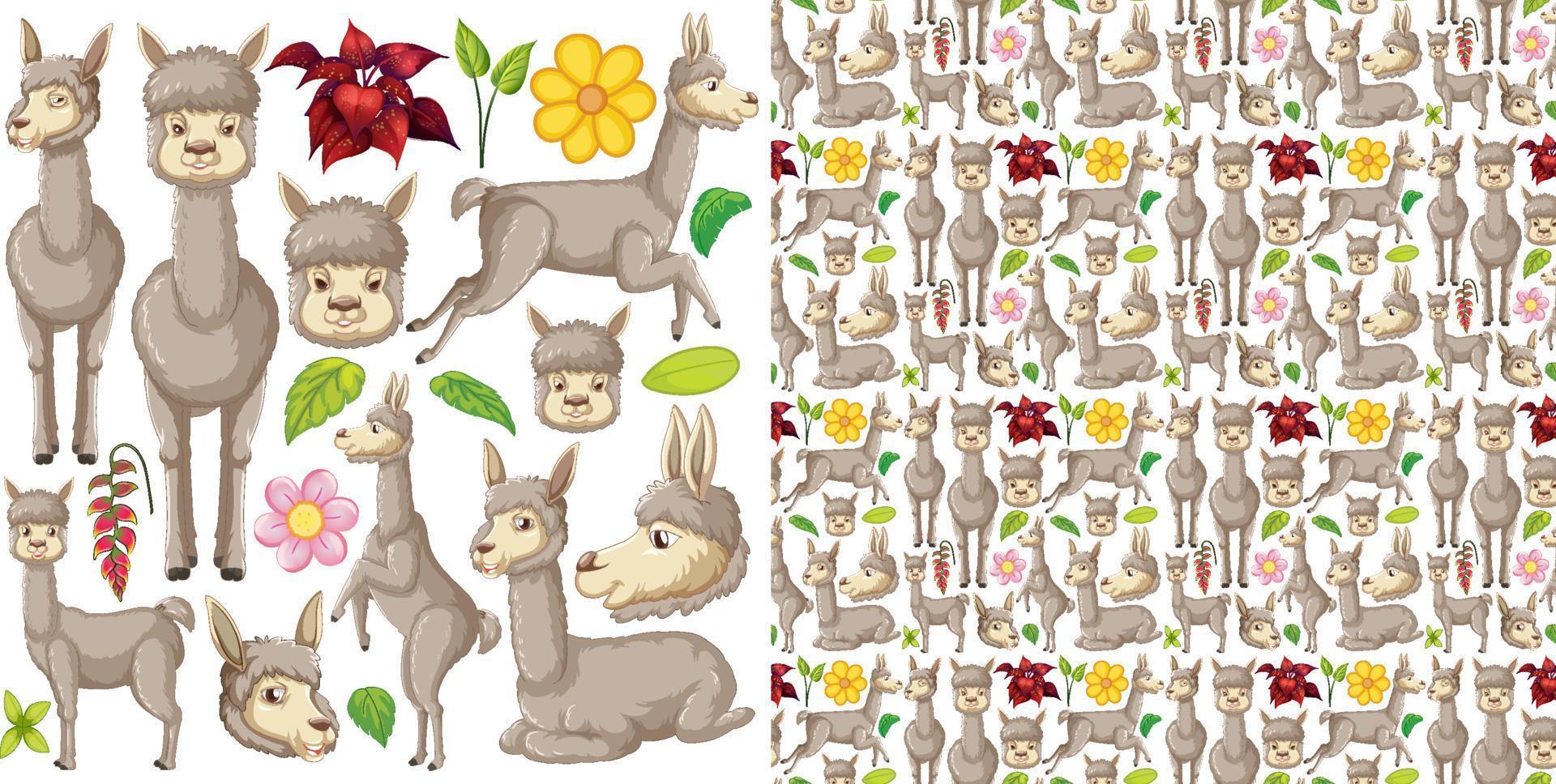 Seamless pattern with cartoon wild animals vector