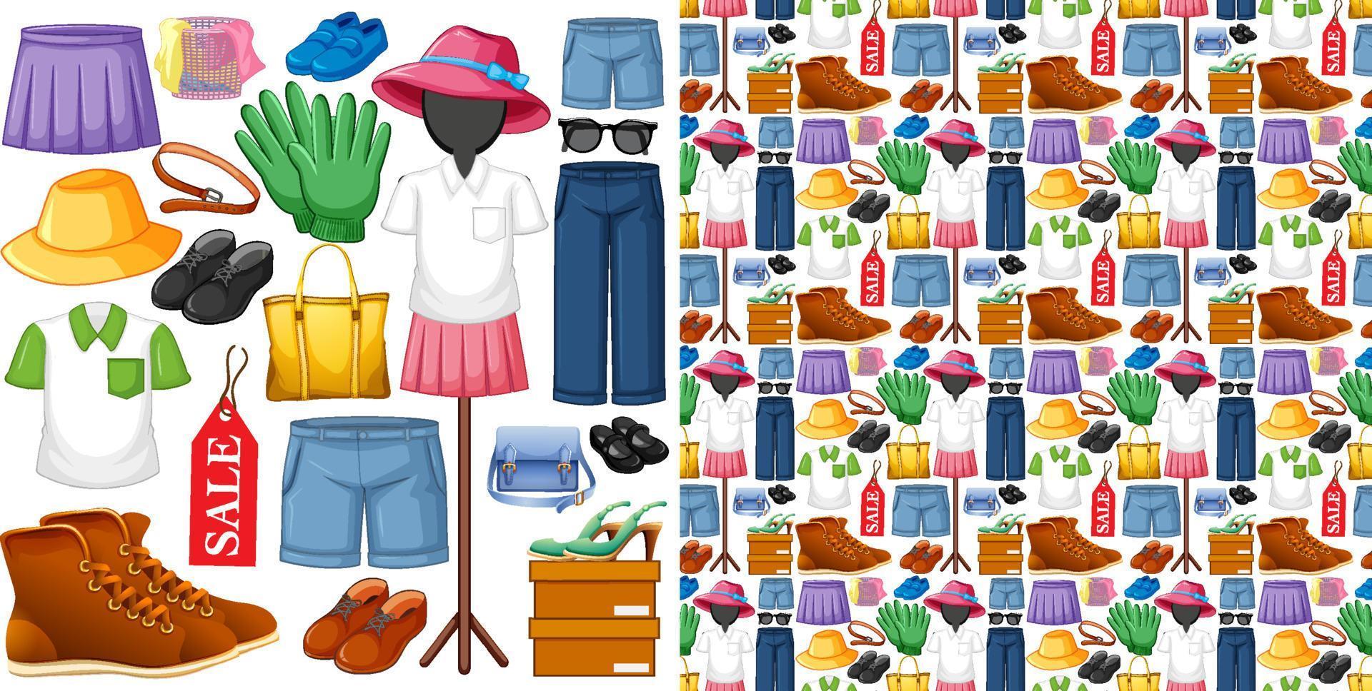 Seamless background design with cloth theme on white background vector