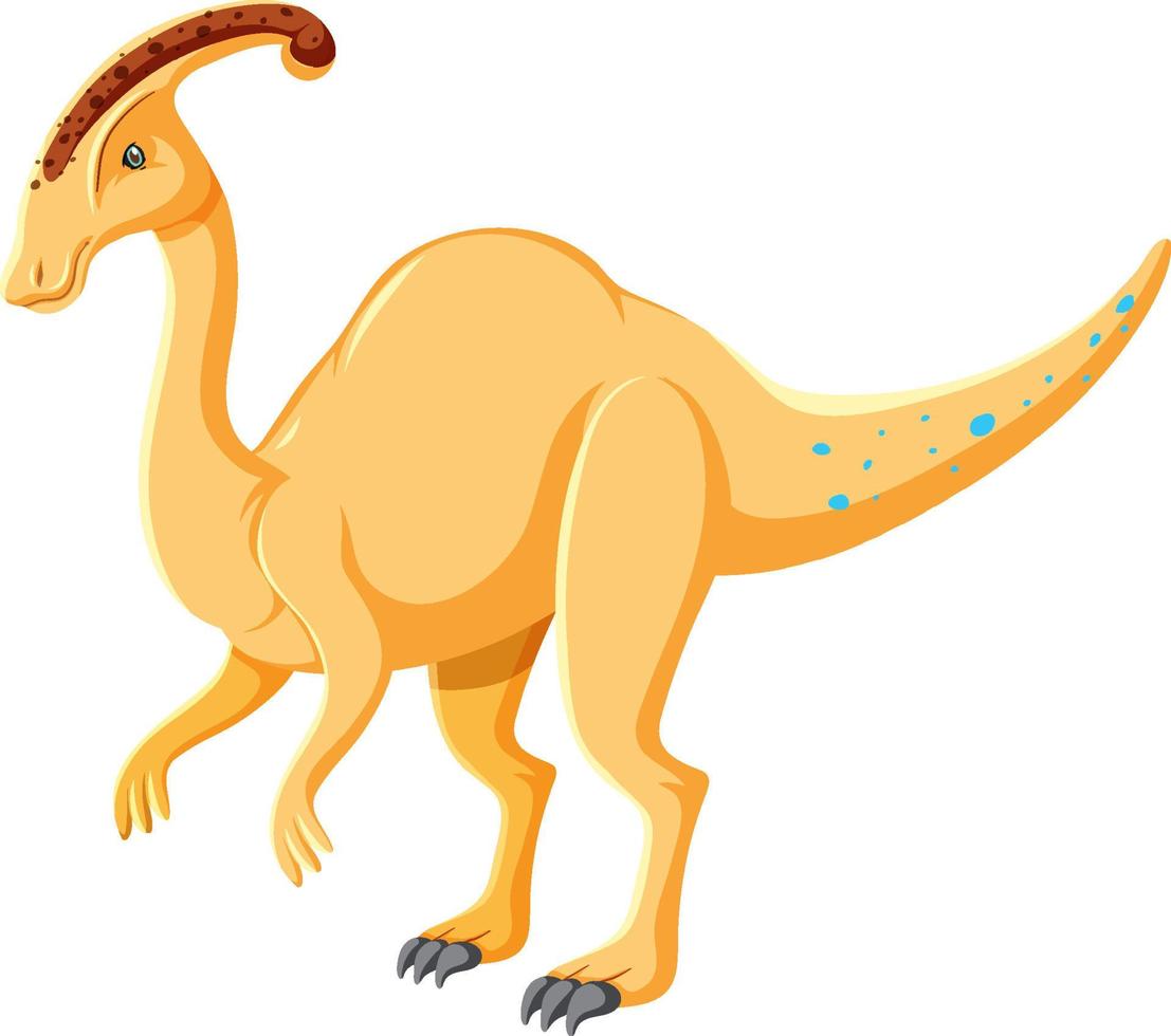 A dinosaur parasaurolophus on white background vector