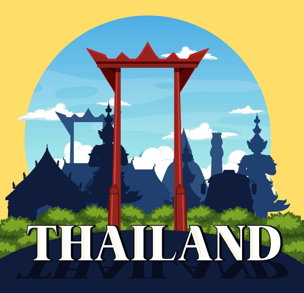 Giant swing Thailand attraction and landscape icon vector