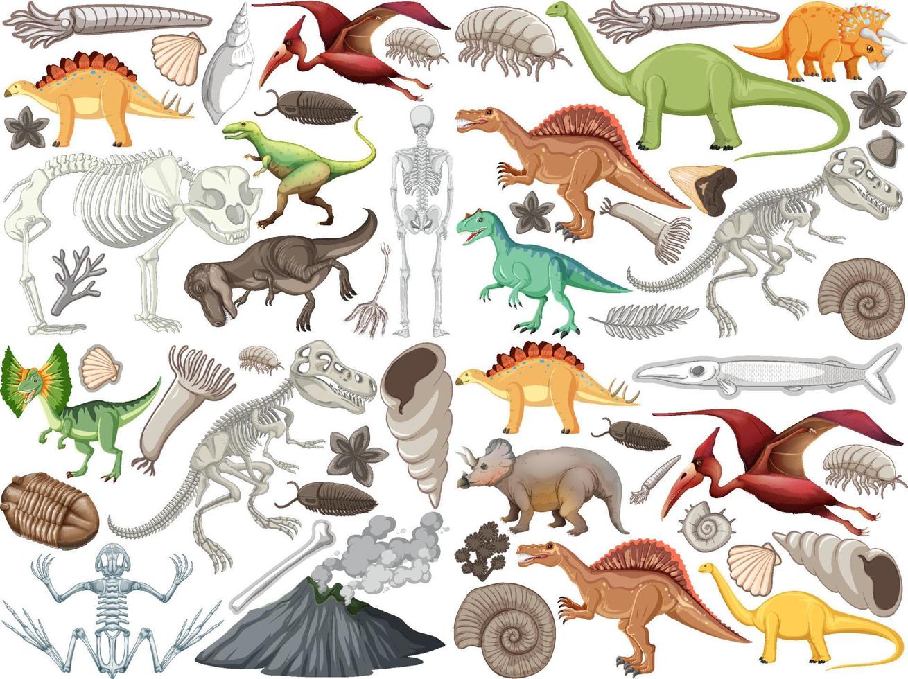 Set of different prehistoric dinosaur animal vector