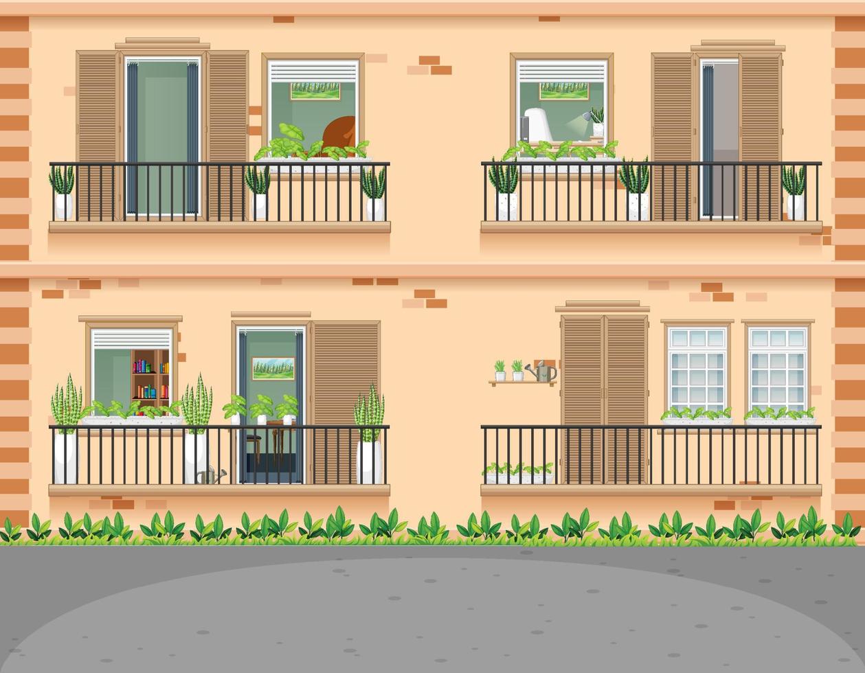 Apartment building with windows vector