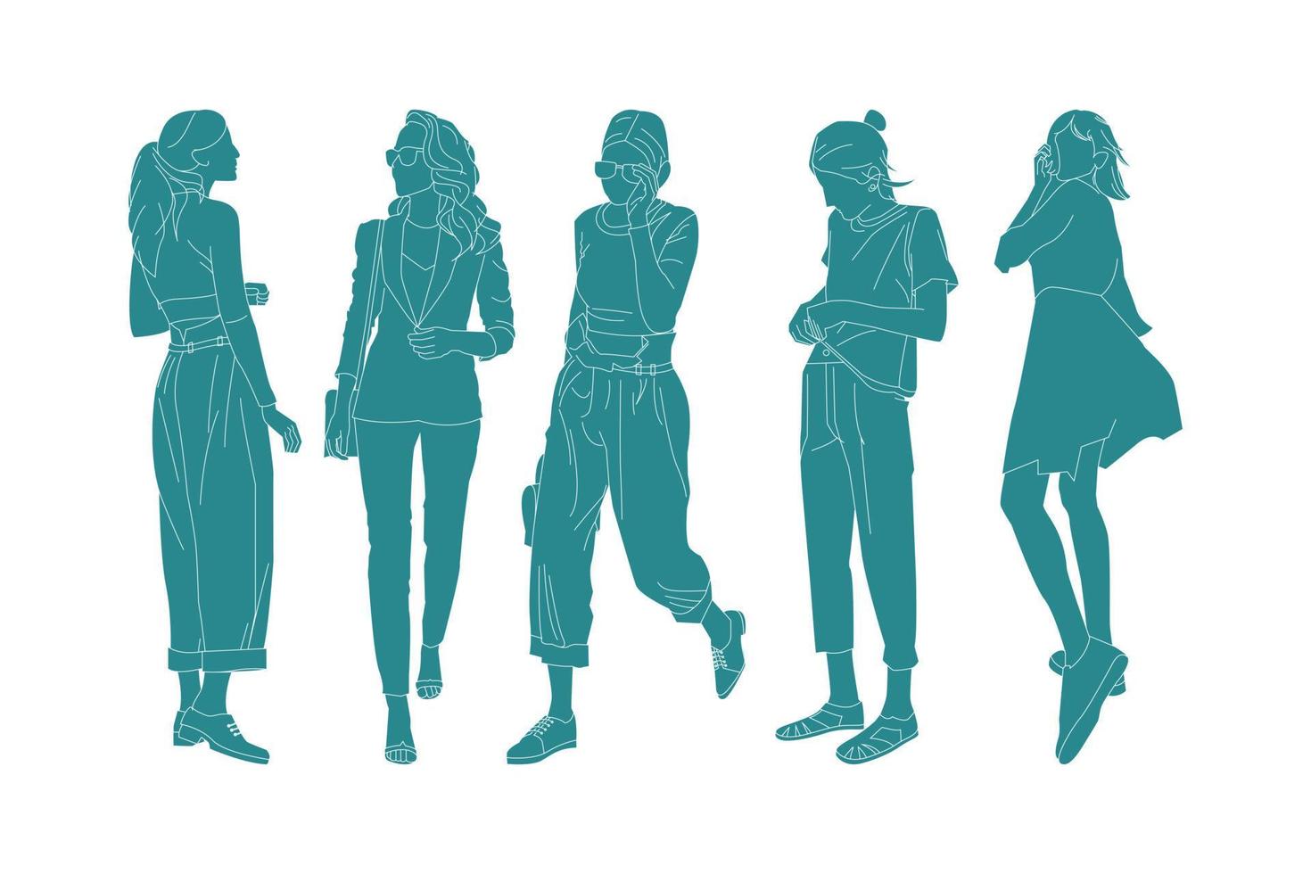 Vector illustration of casual woman bundle