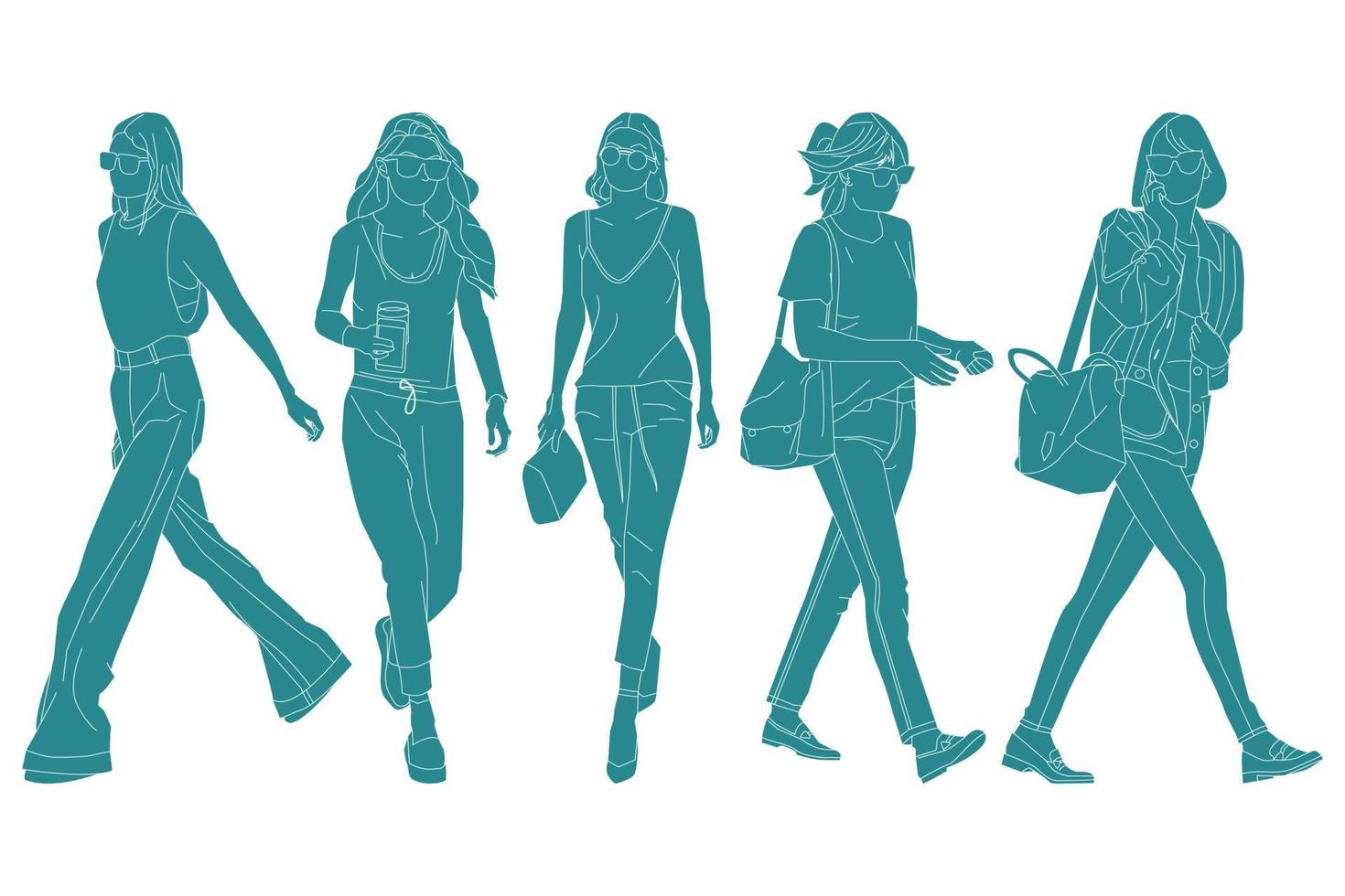 Vector illustration of casual woman bundle