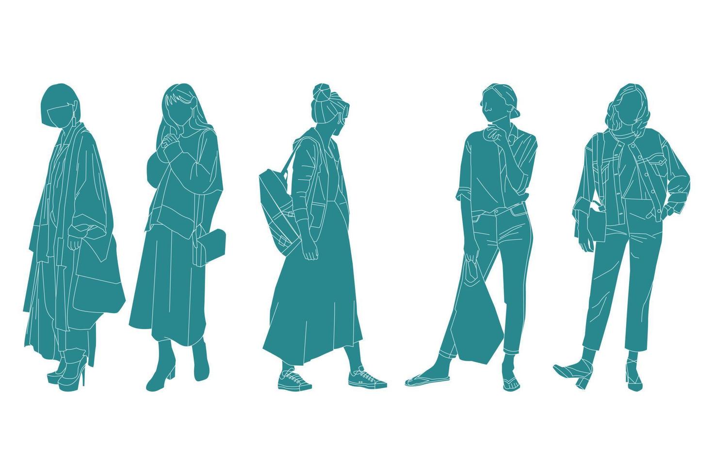 ilustración vectorial del paquete de mujeres casuales vector