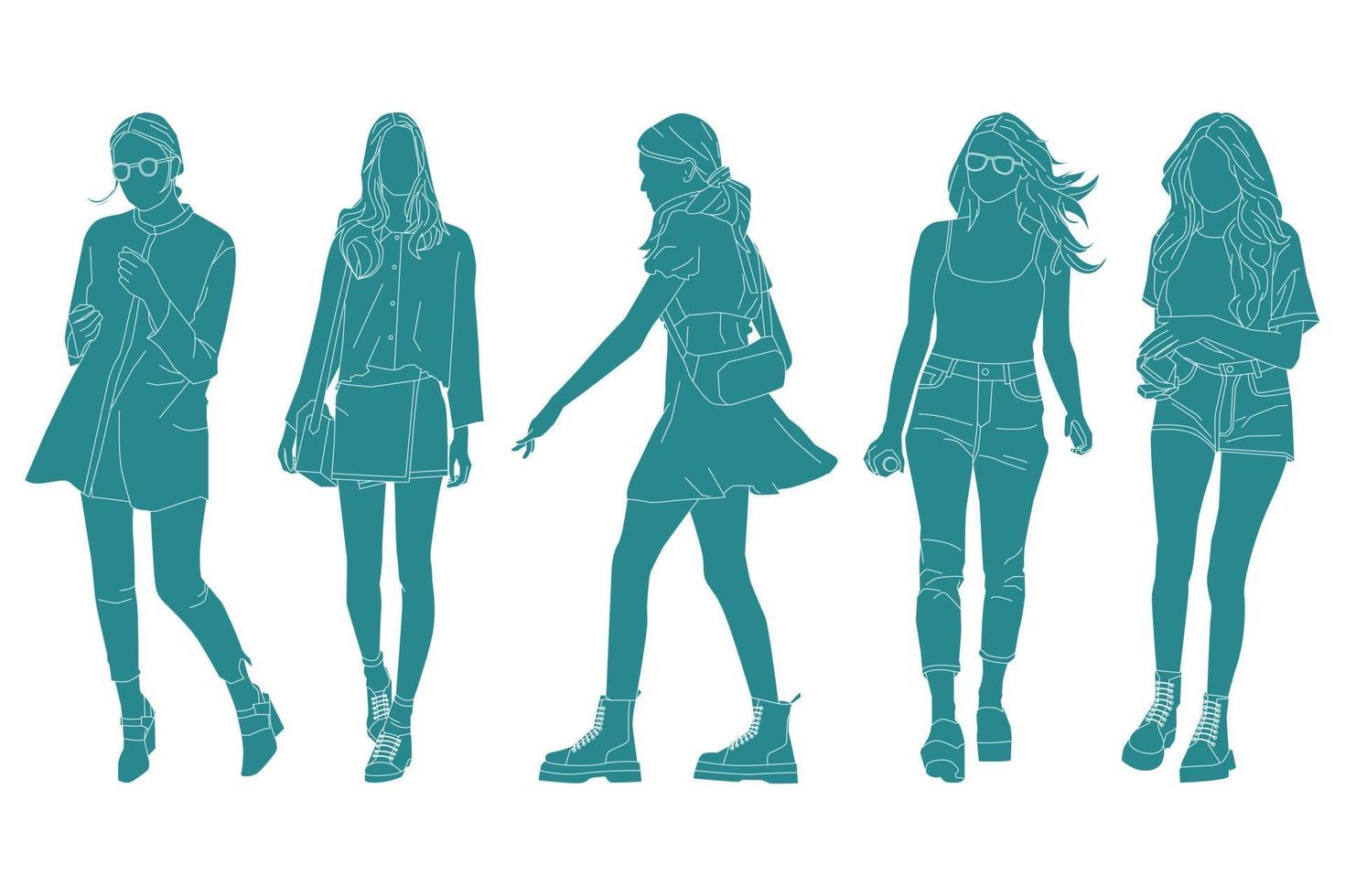 ilustración vectorial del paquete de mujeres casuales vector