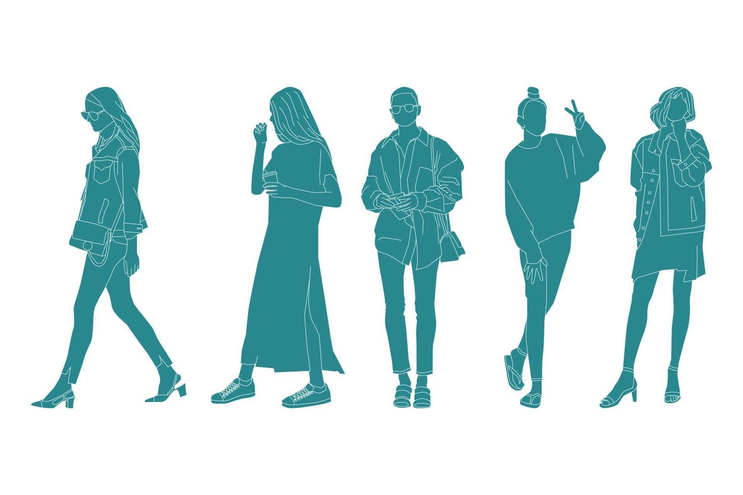 ilustración vectorial del paquete de mujeres casuales vector