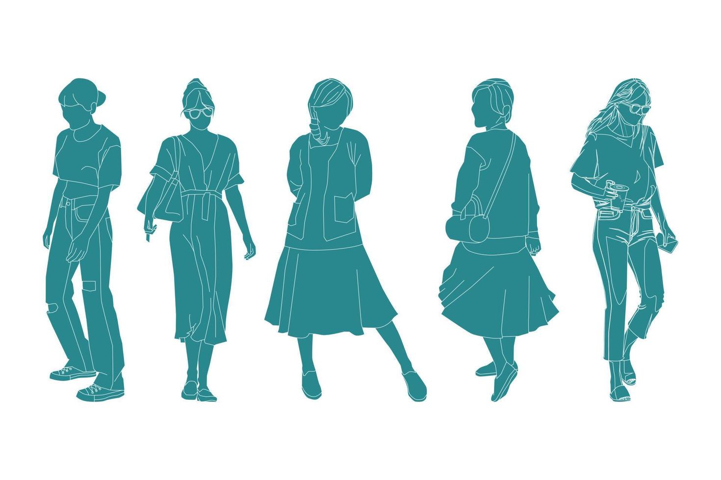 ilustración vectorial del paquete de mujeres de moda vector