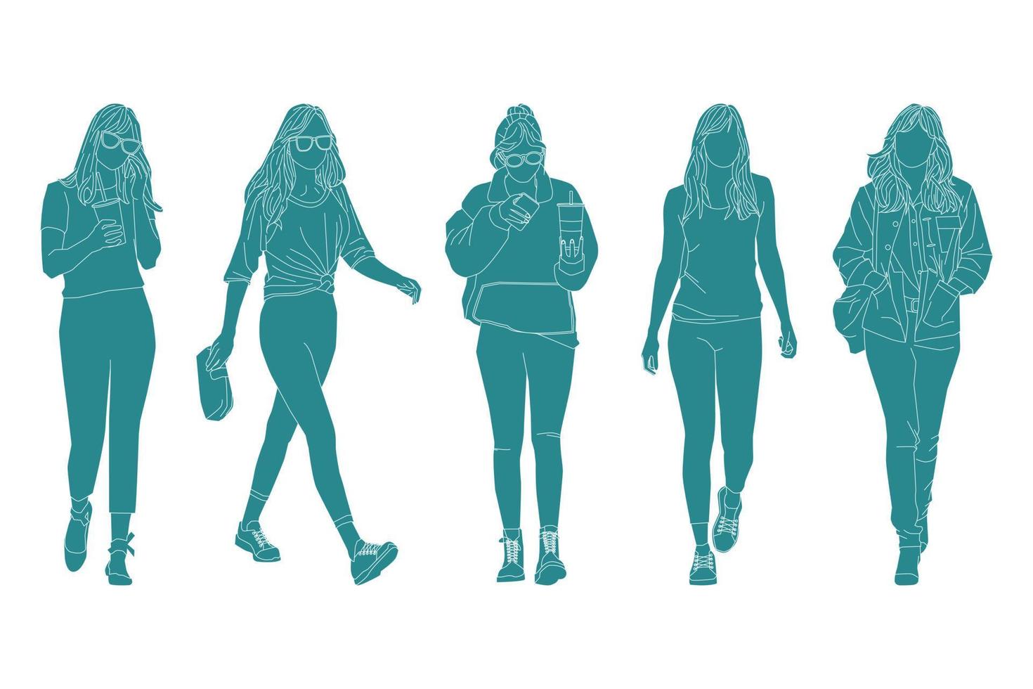 ilustración vectorial del paquete de mujeres casuales vector