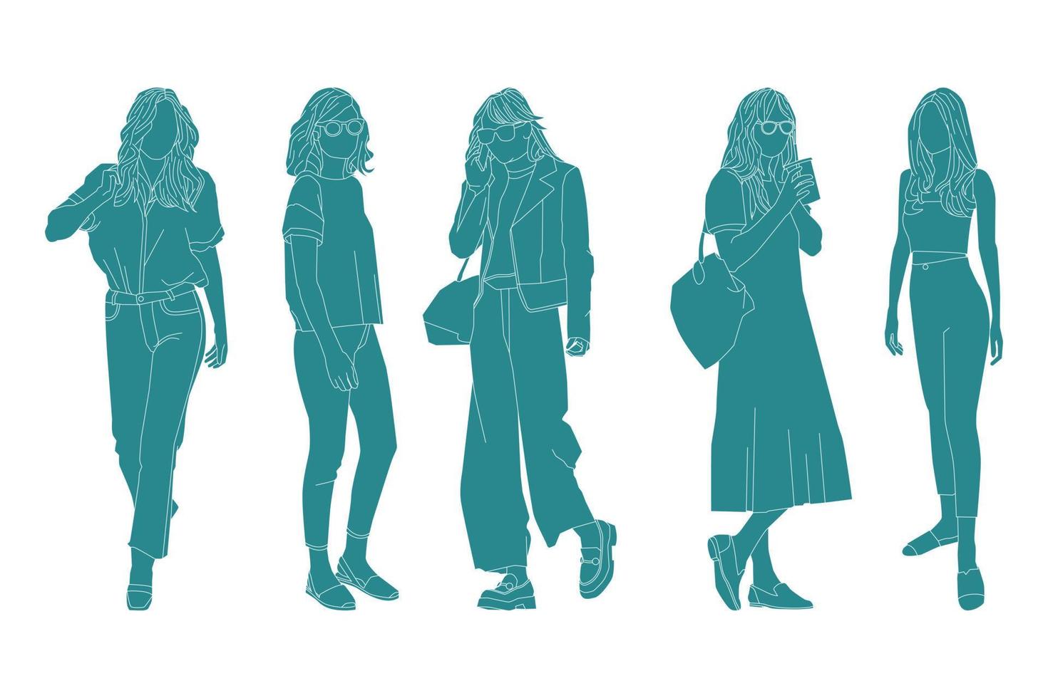 ilustración vectorial del paquete de mujeres casuales vector