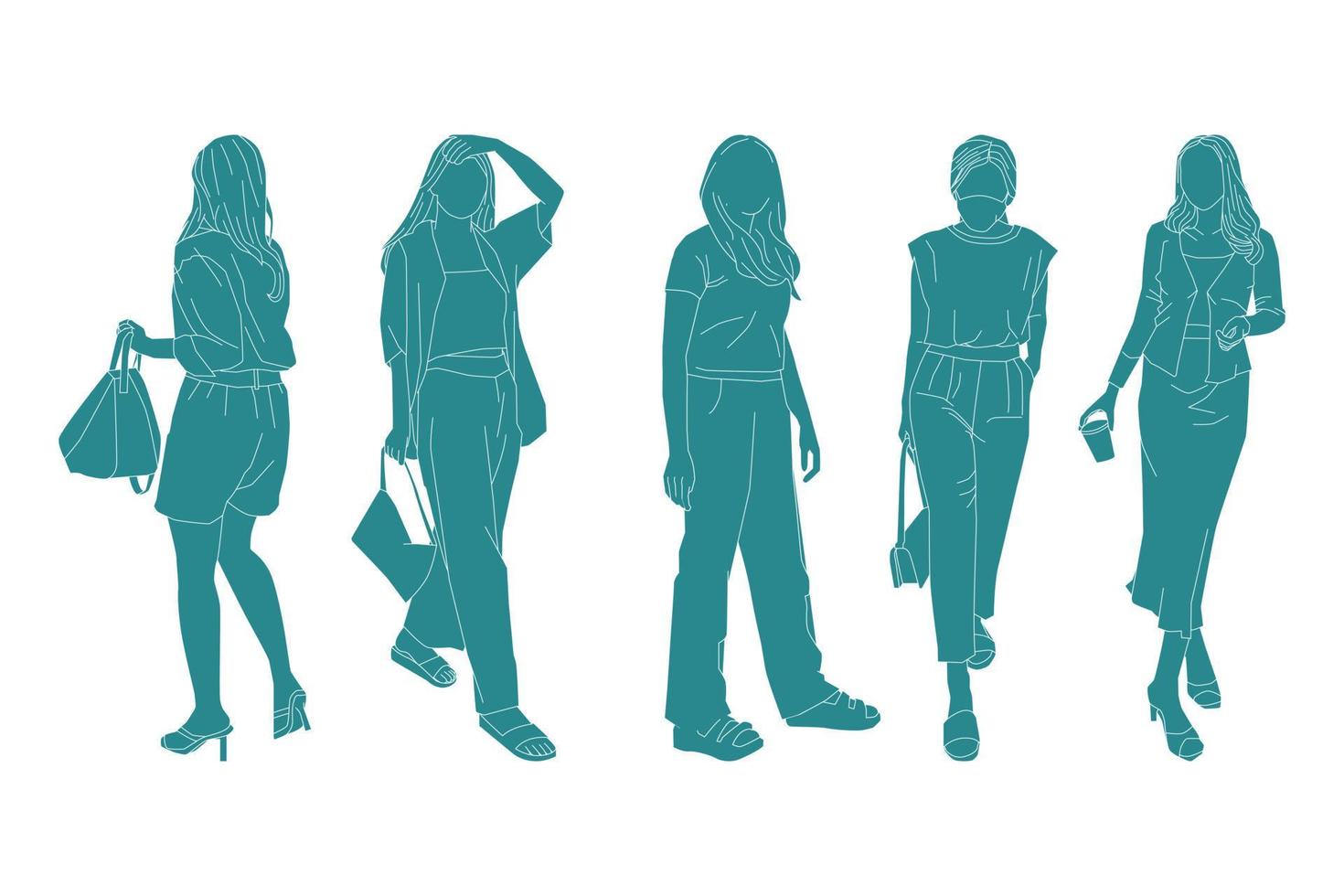 ilustración vectorial del paquete de mujeres casuales vector