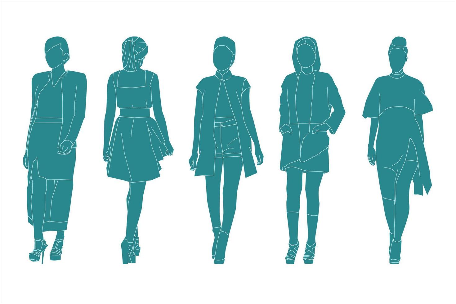 Vector illustration of elegant women bundle