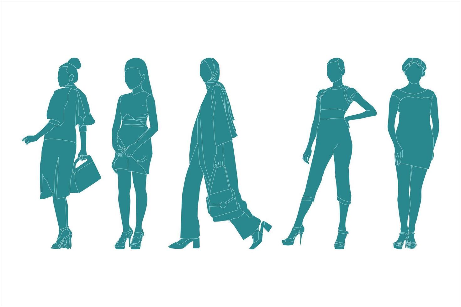 Vector illustration of fashionable women bundle