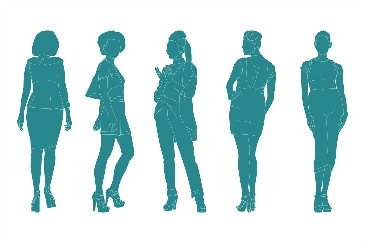 Vector illustration of fashionable women bundle