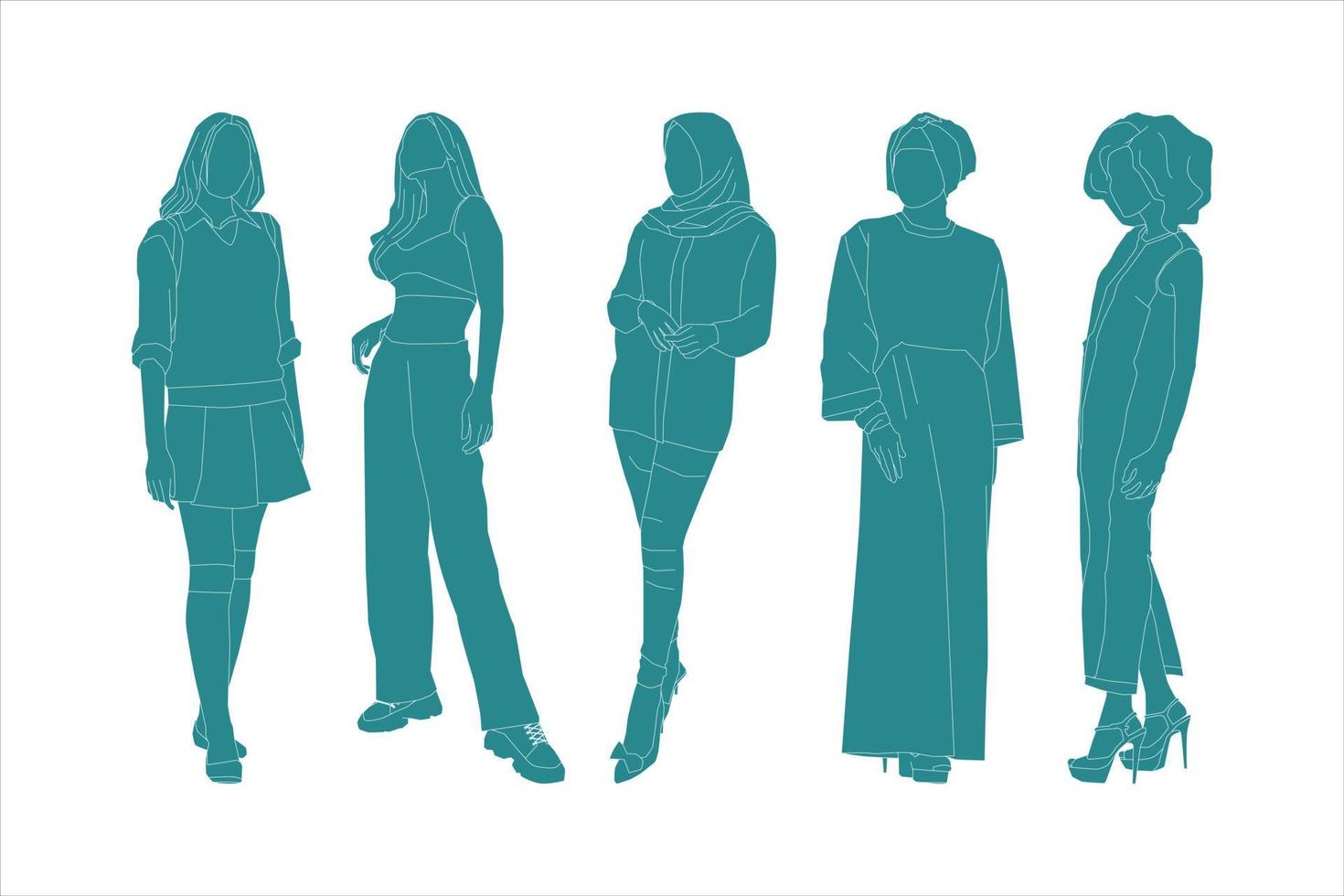 Vector illustration of fashionable women bundle