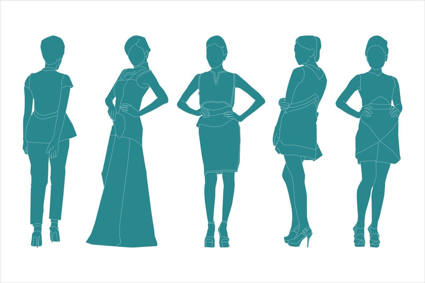 Vector illustration of elegant women bundle