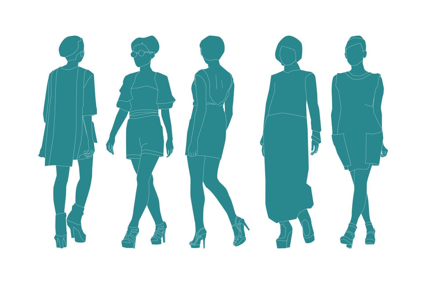 Vector illustration of elegant women bundle