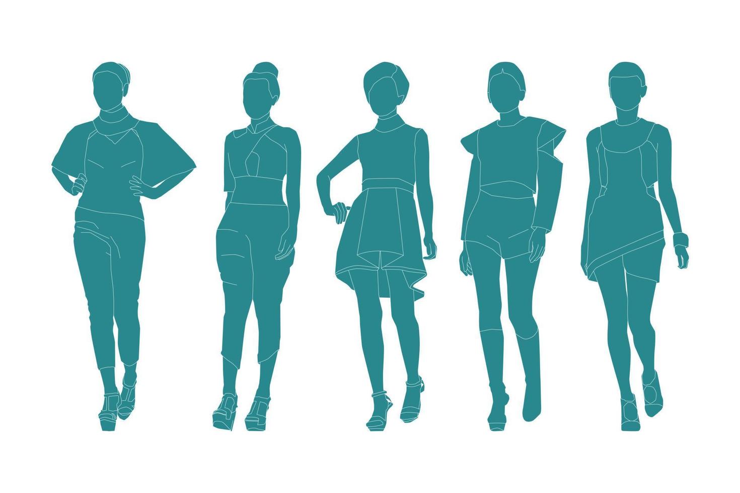 Vector illustration of fashionable women bundle