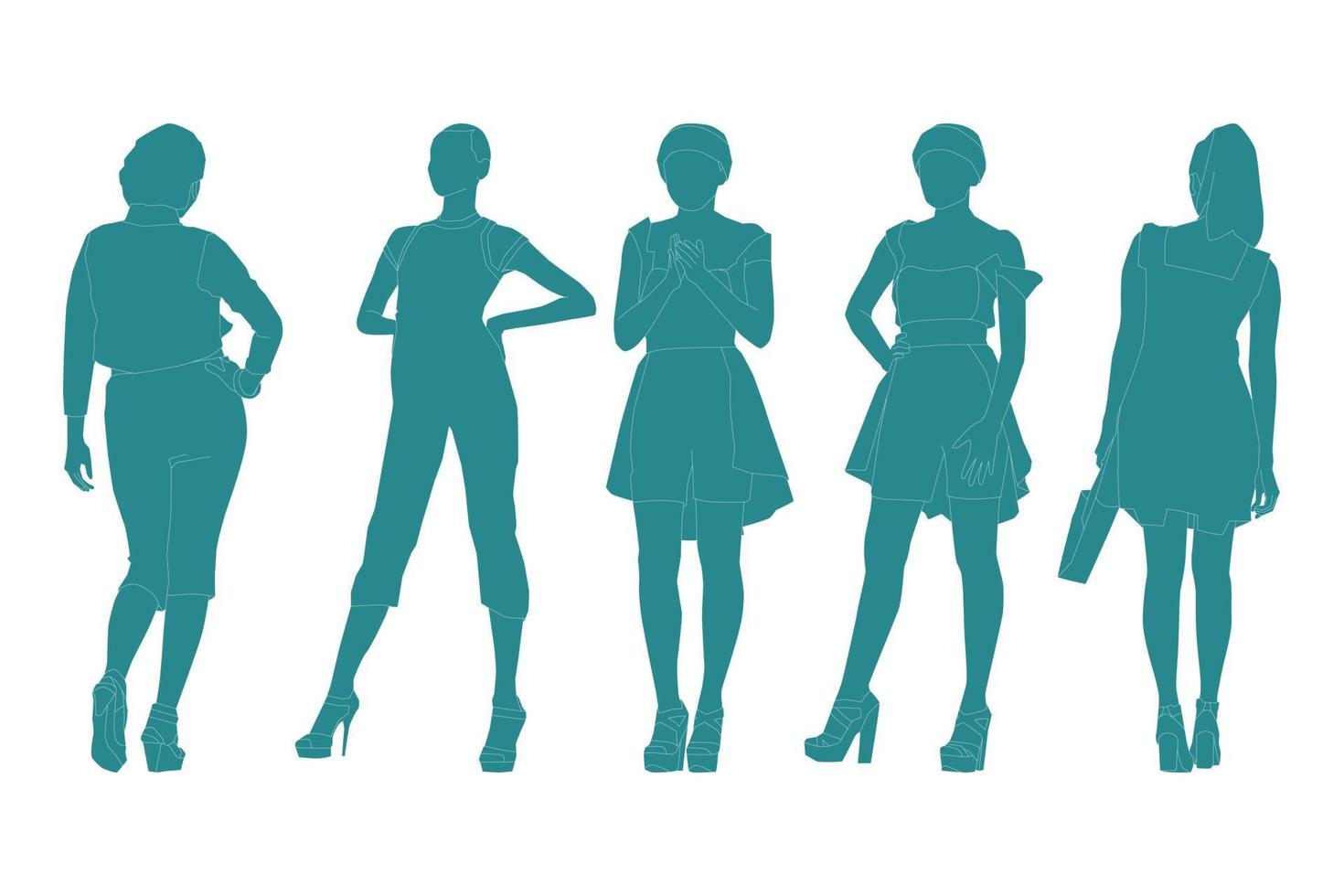 Vector illustration of fashionable women bundle