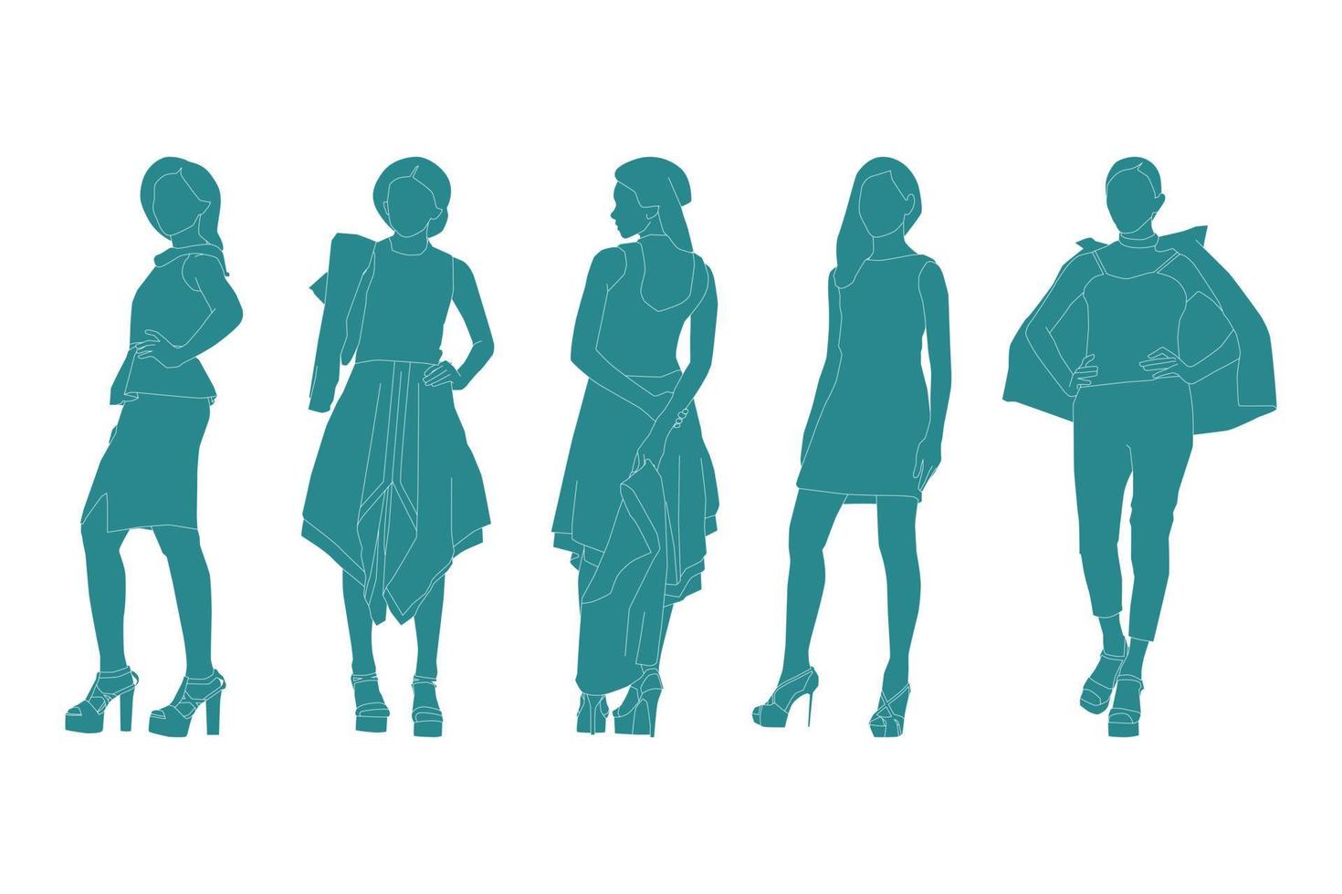 Vector illustration of fashionable women bundle