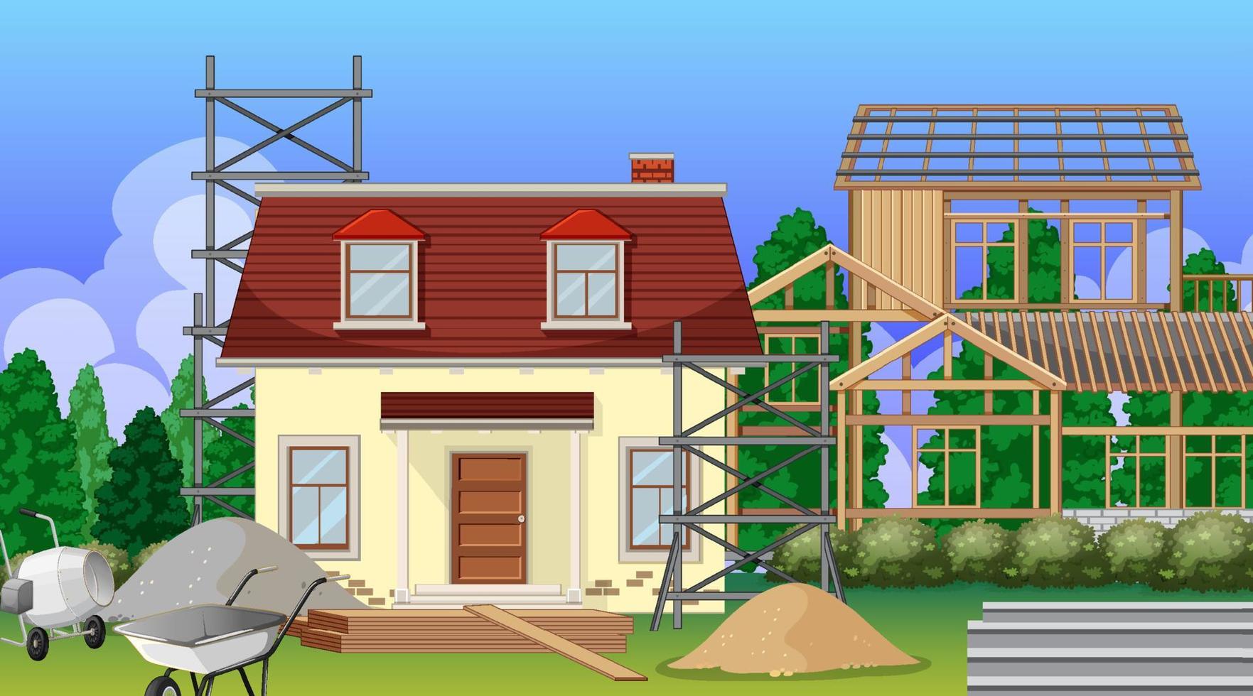 Scene of building construction site vector