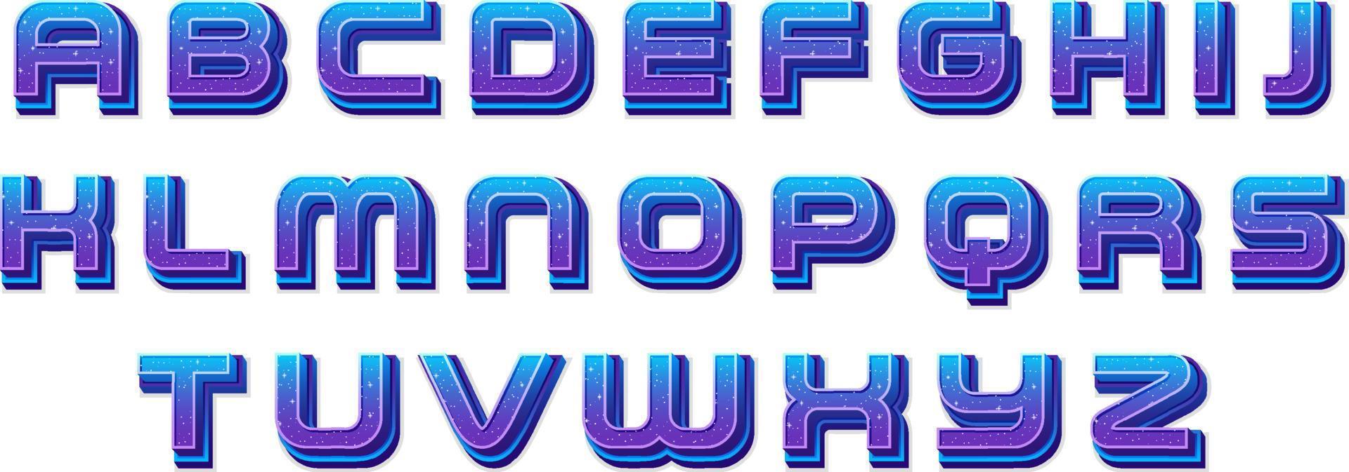 A set of English alphabet space font on white background vector