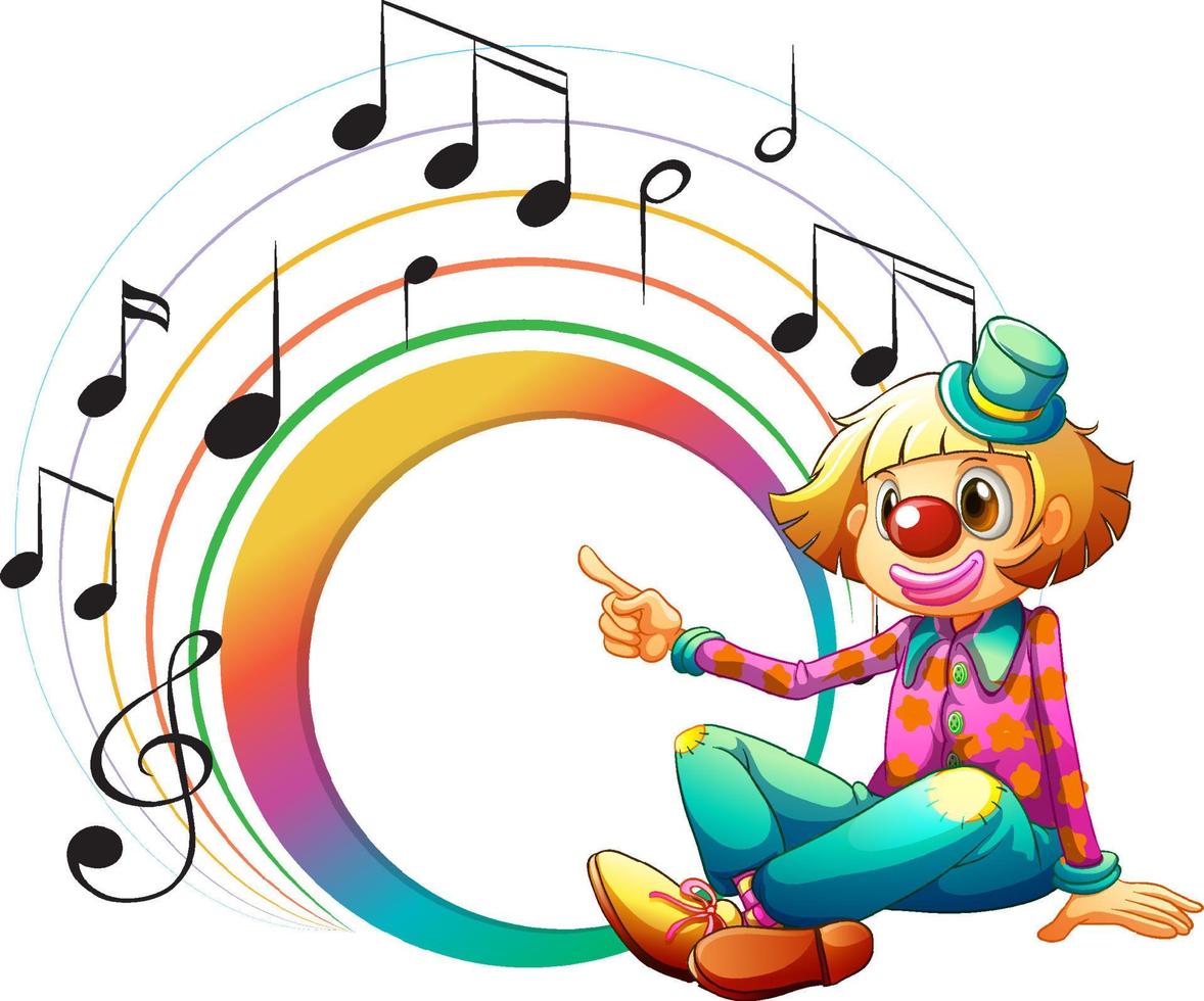 lindo payaso con plantilla de nota musical en blanco vector